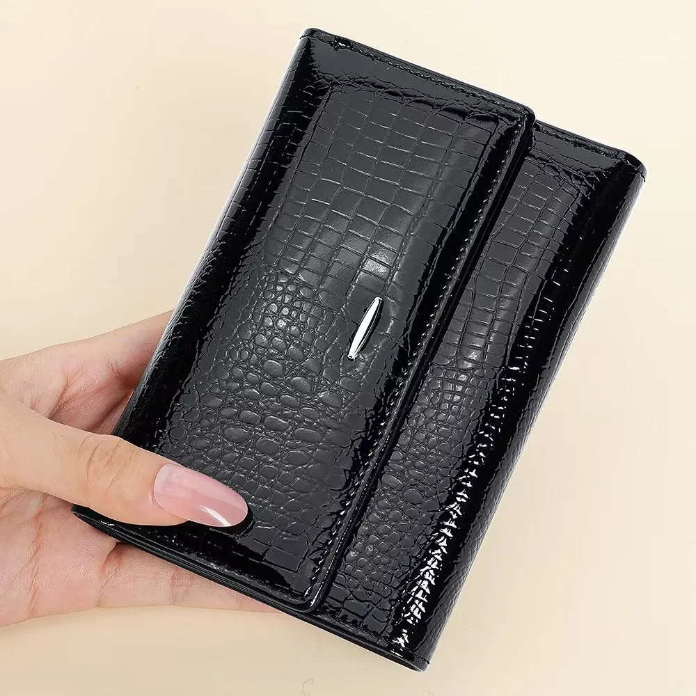 Luxury CrocLeather Short Trifold Wallets