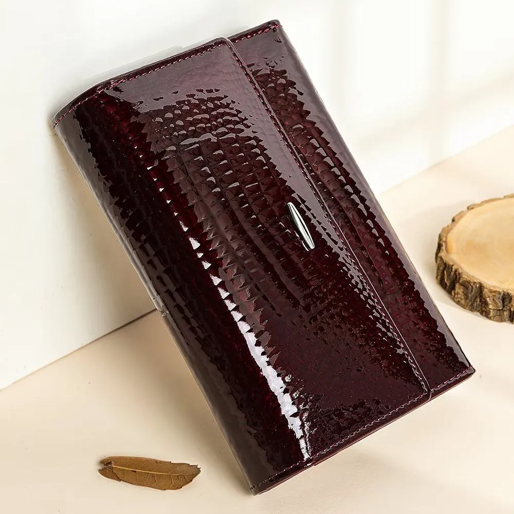 Luxury CrocLeather Short Trifold Wallets