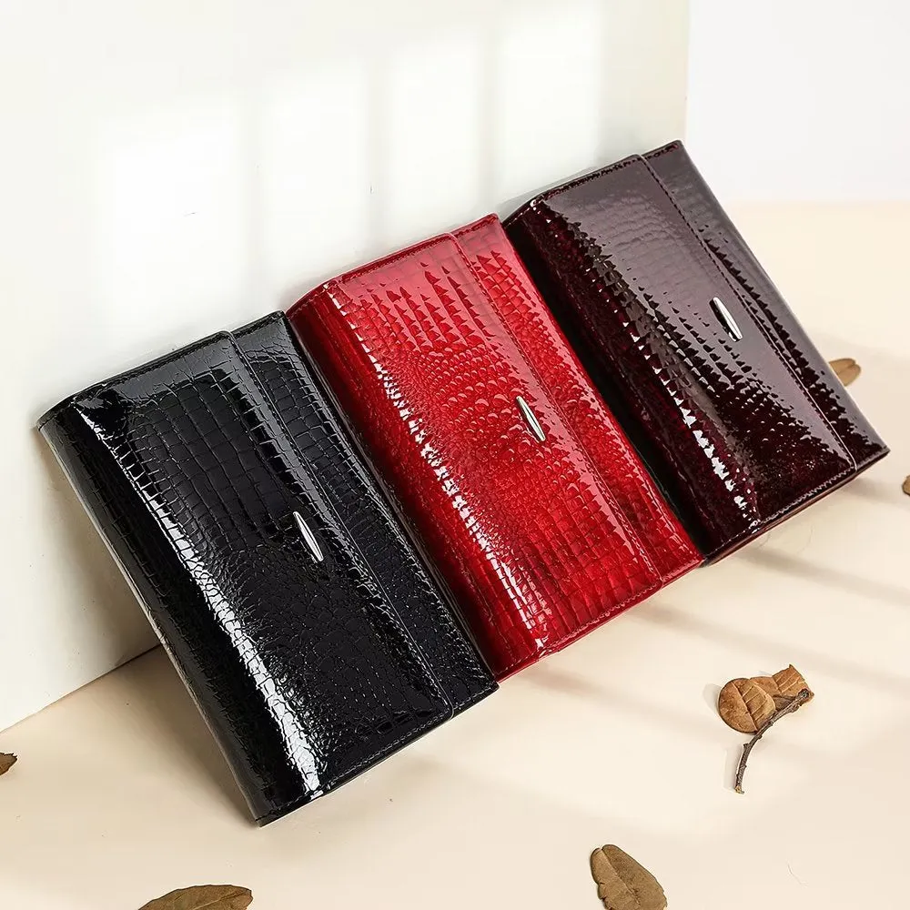 Luxury CrocLeather Short Trifold Wallets
