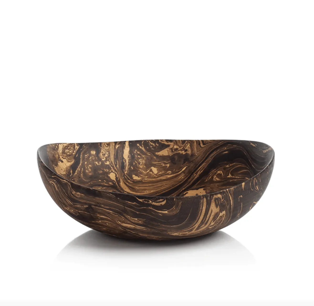 Mango Wood Marbleized Bowl - Shallow