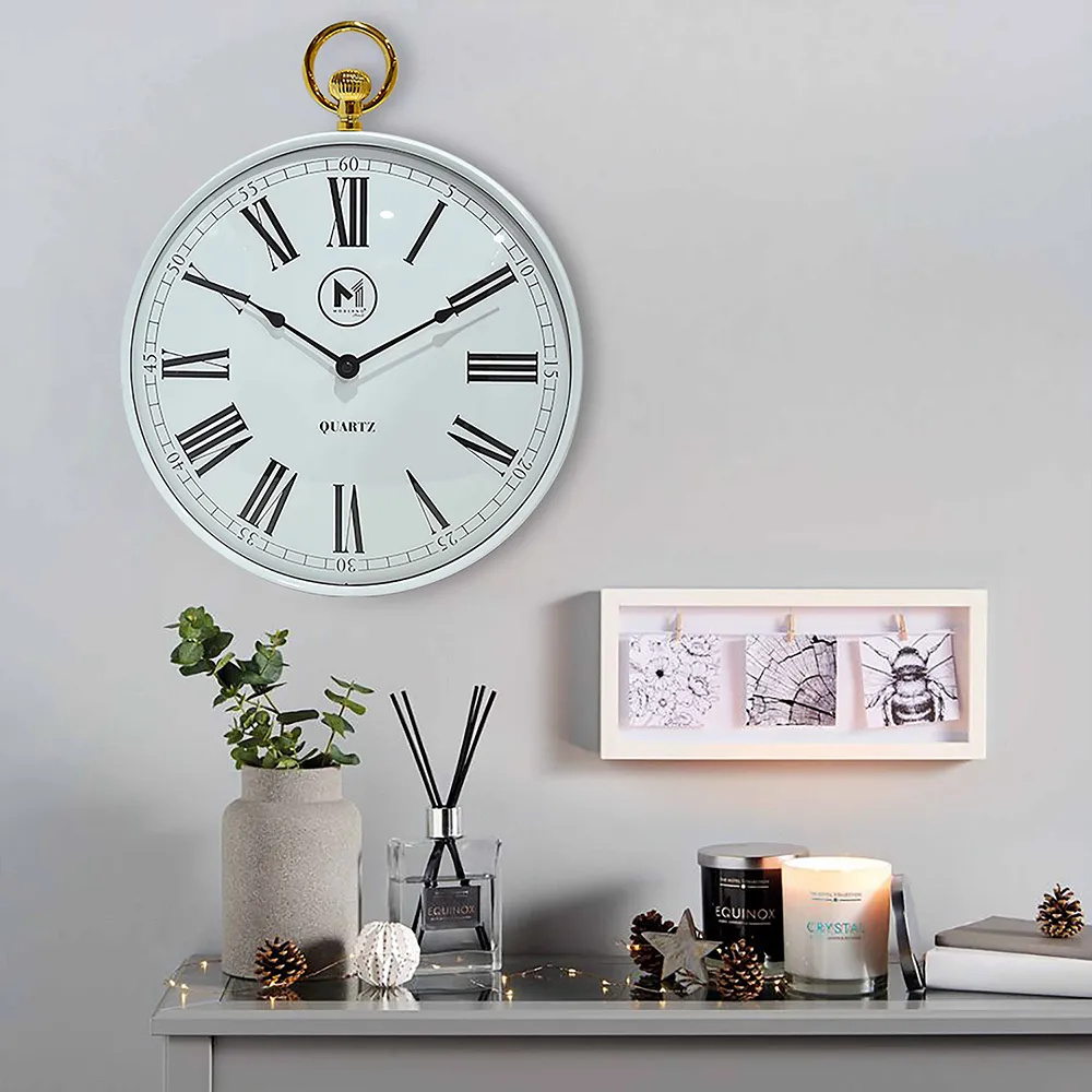 MODERNO Premium Wall Clock 12" with Gold Roman Numeral