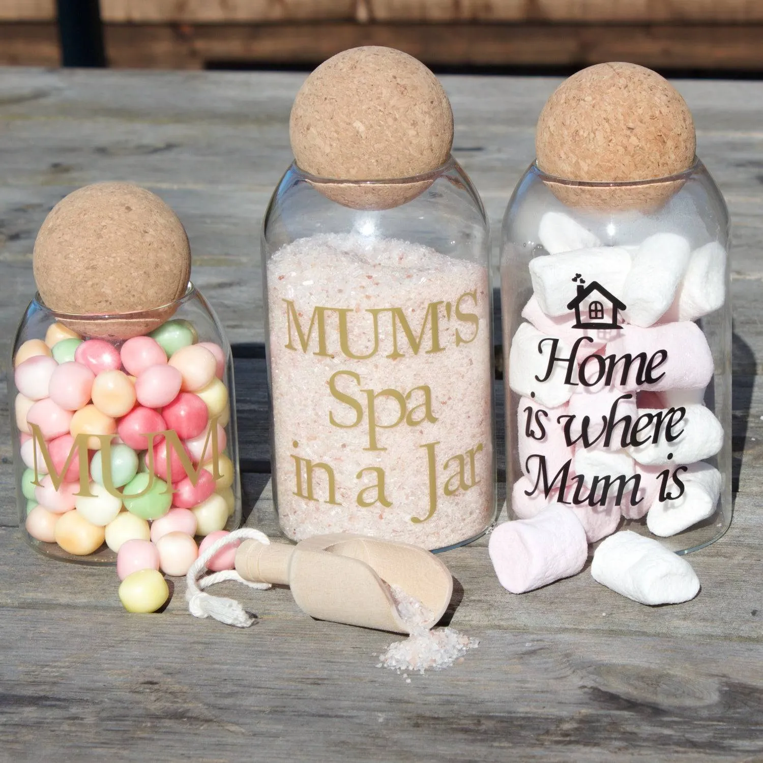 Mother's Day Glass Storage Jars with Cork Stopper