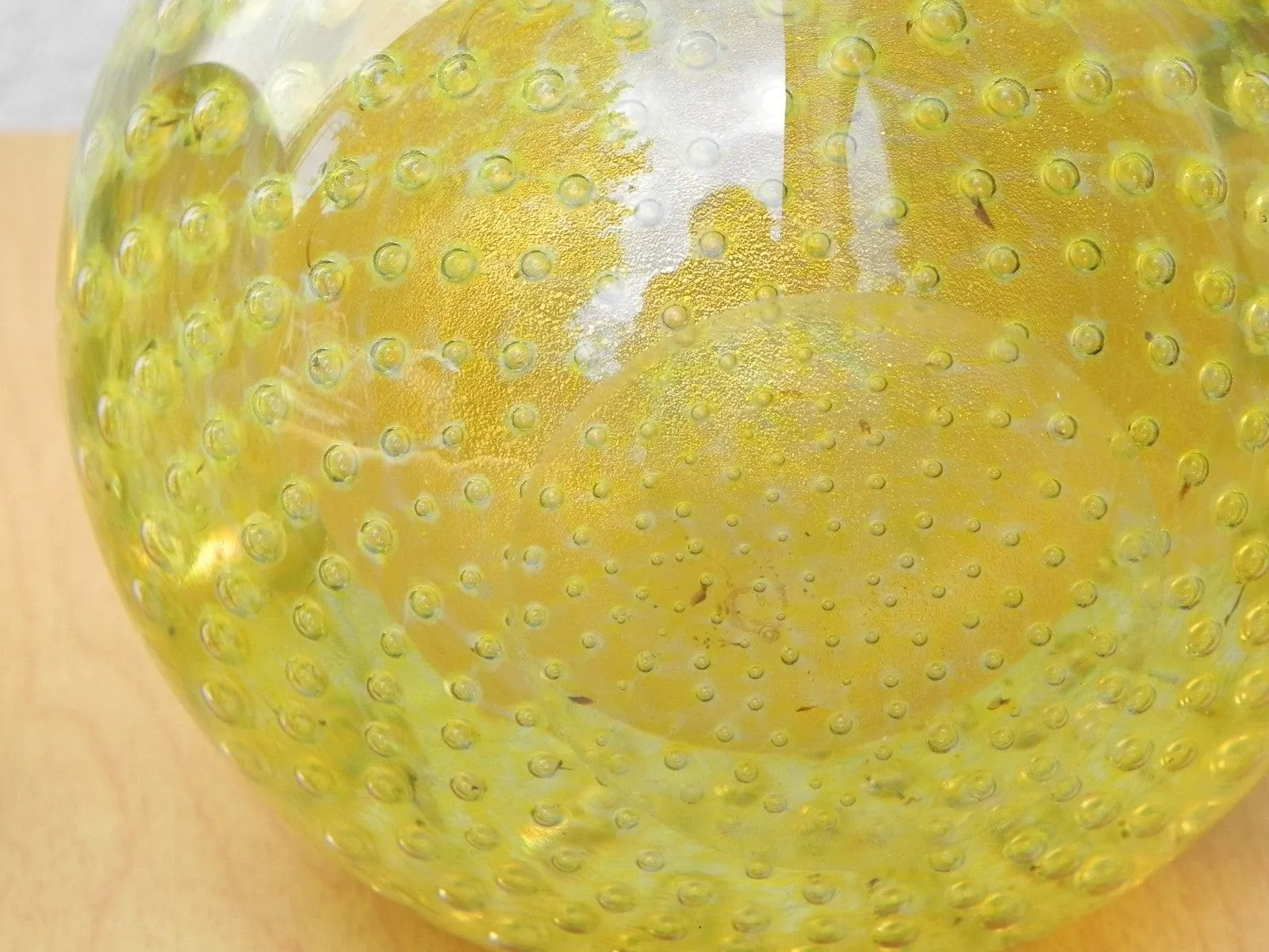 Murano Art Glass Yellow Fruit Bubble Glass Bookends
