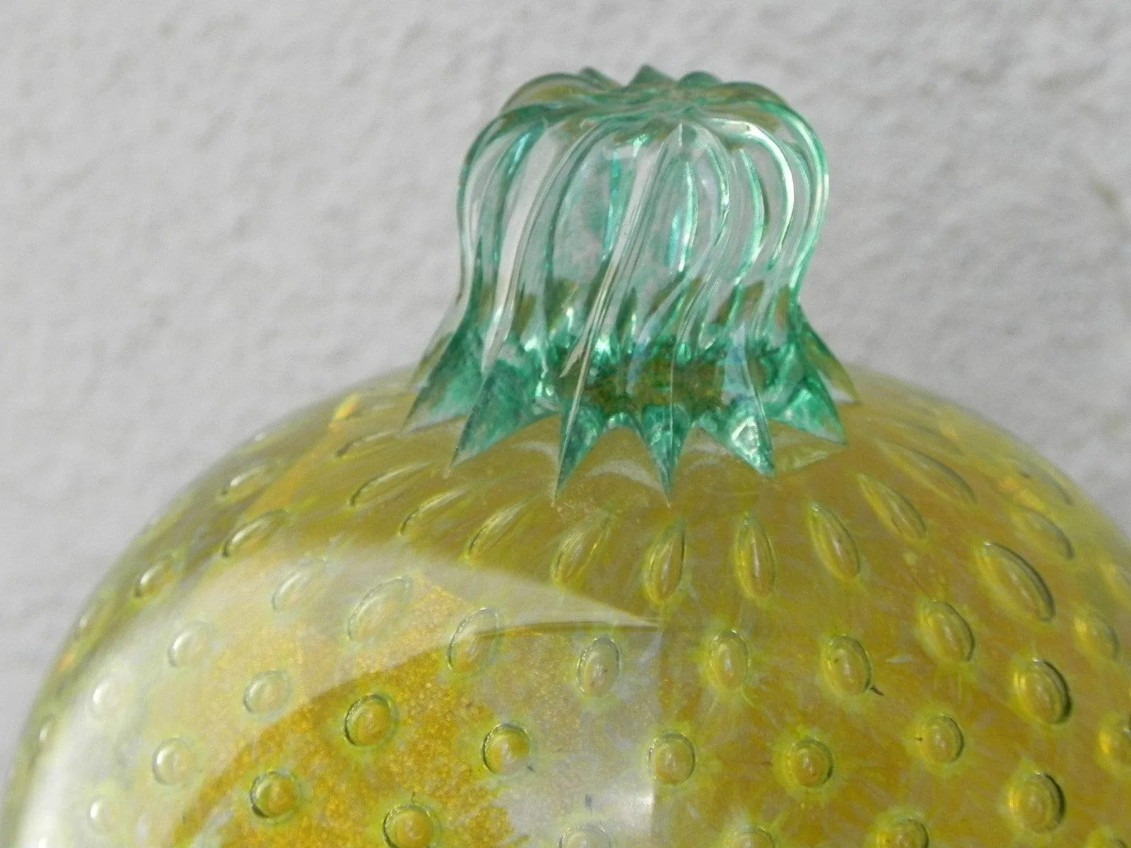 Murano Art Glass Yellow Fruit Bubble Glass Bookends