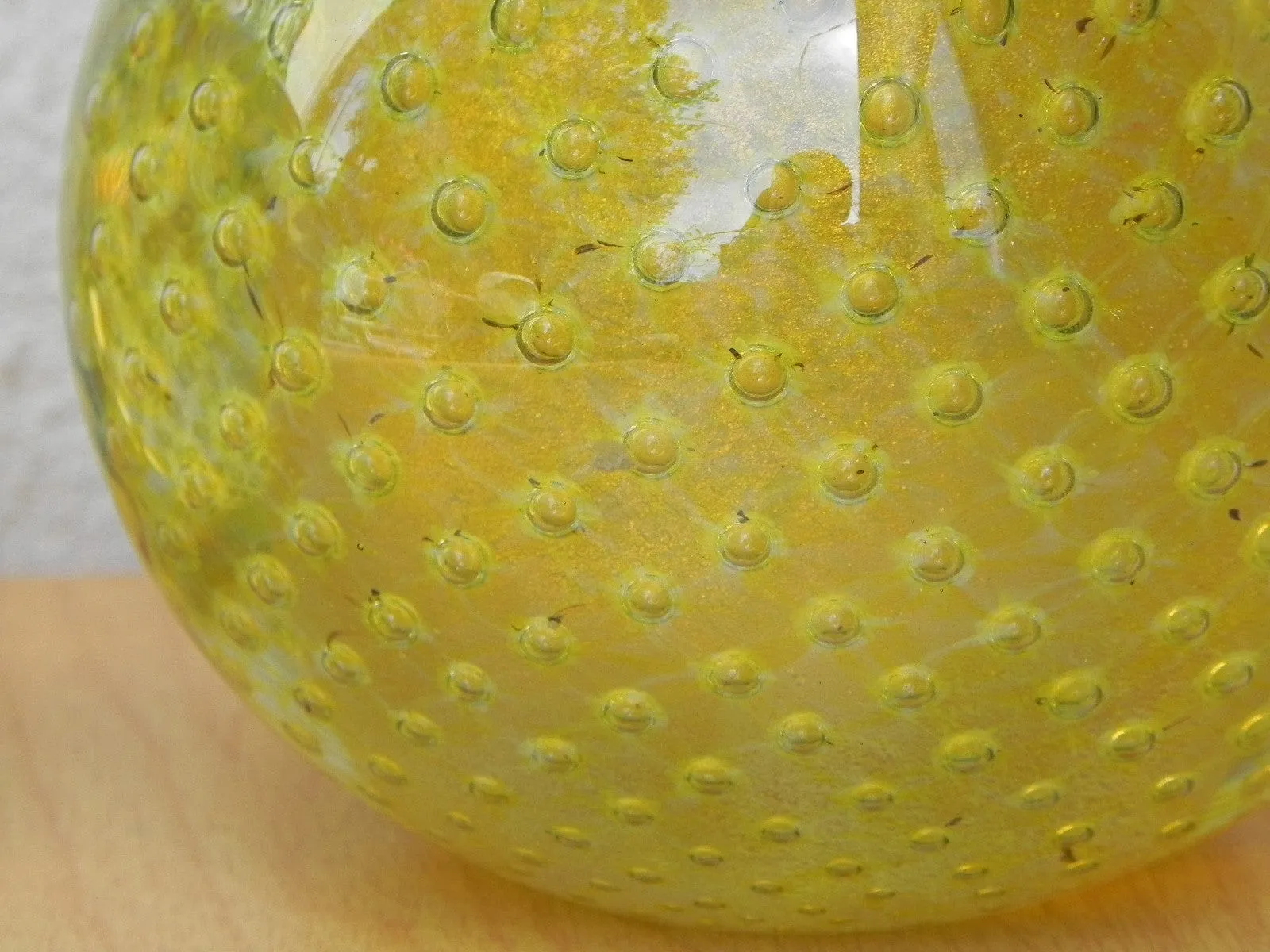 Murano Art Glass Yellow Fruit Bubble Glass Bookends