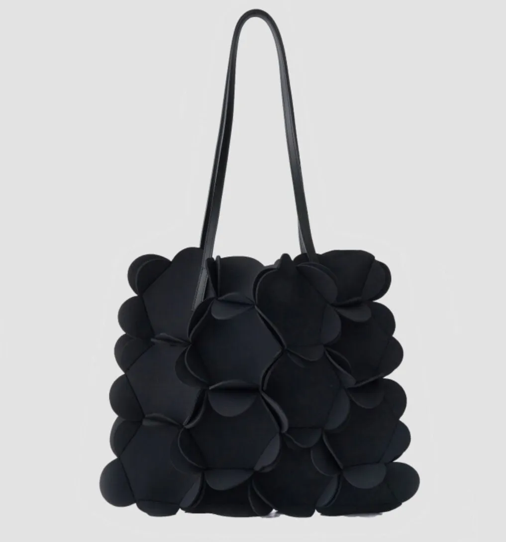 Neoprene flower shoulder bag red