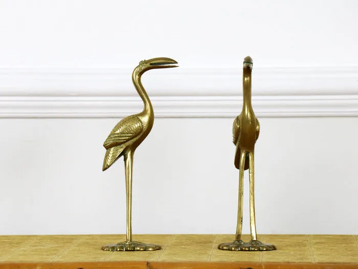 Pair of French brass flamingo statue letter holders