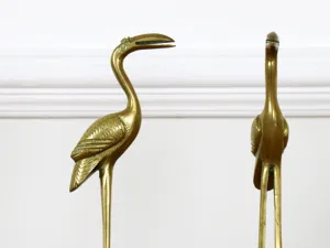 Pair of French brass flamingo statue letter holders
