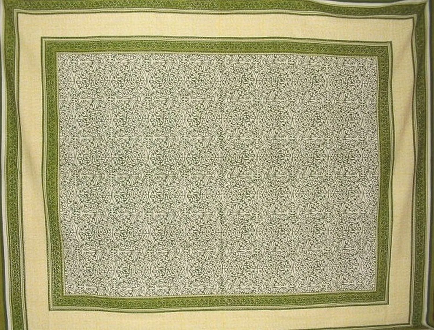 Persian Filigree Block Print Tapestry Cotton Bedspread 108" x 88" Full-Queen