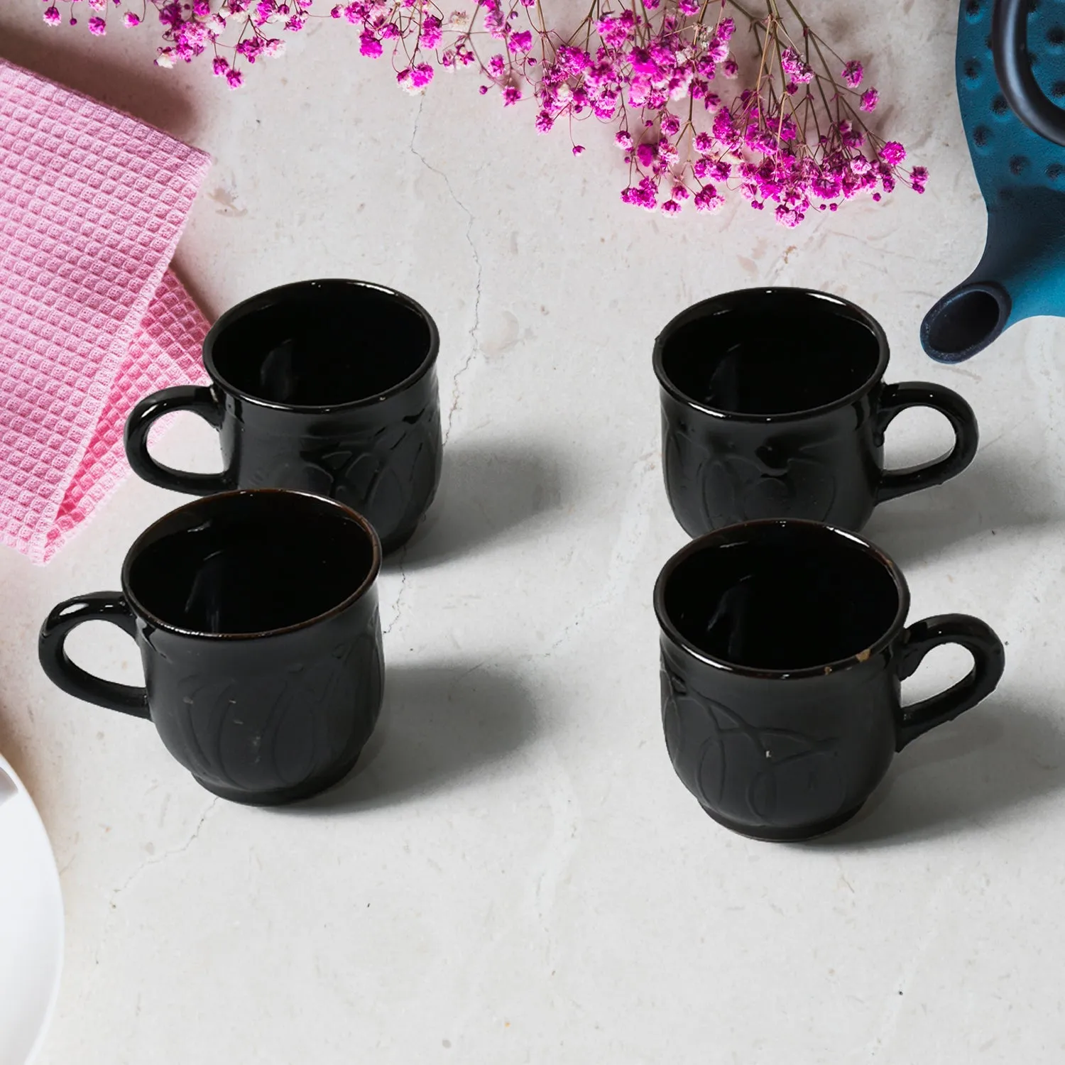 Pine Party Ceramic Tea / cups / Mug Set With Pineapple Shape Serving BowlMilk Cup, Coffee Cup, Tea Cup, Breakfast Cup, Drinking Mug or Outdoor for Household, Gift for Birthday, Wedding Party (5 Pcs set)