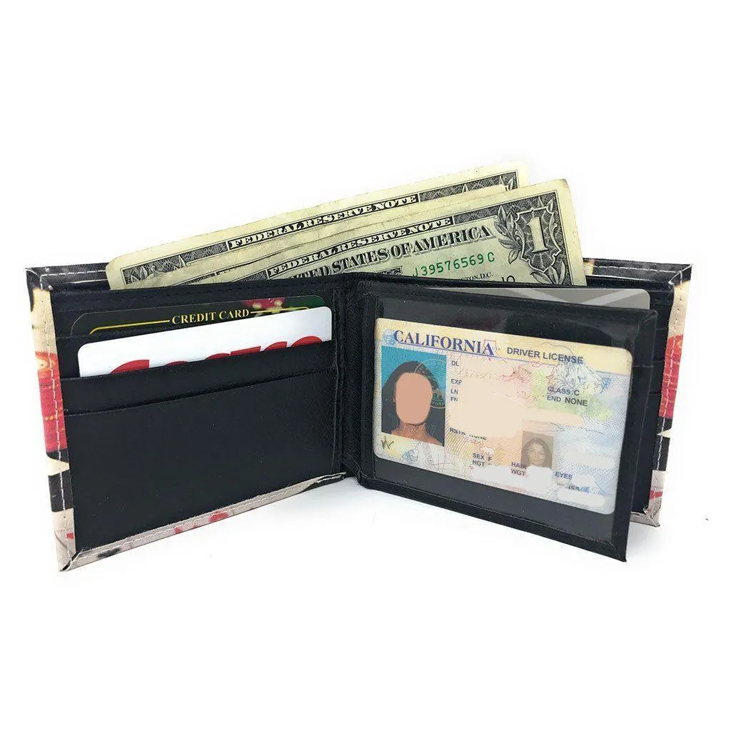 Printed Designs Bifold Wallets In Gift Box Cash Card Id Slots Mens Womens Youth