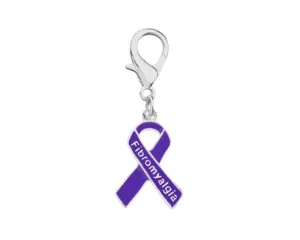 Purple Ribbon Fibromyalgia Awareness Hanging Charms