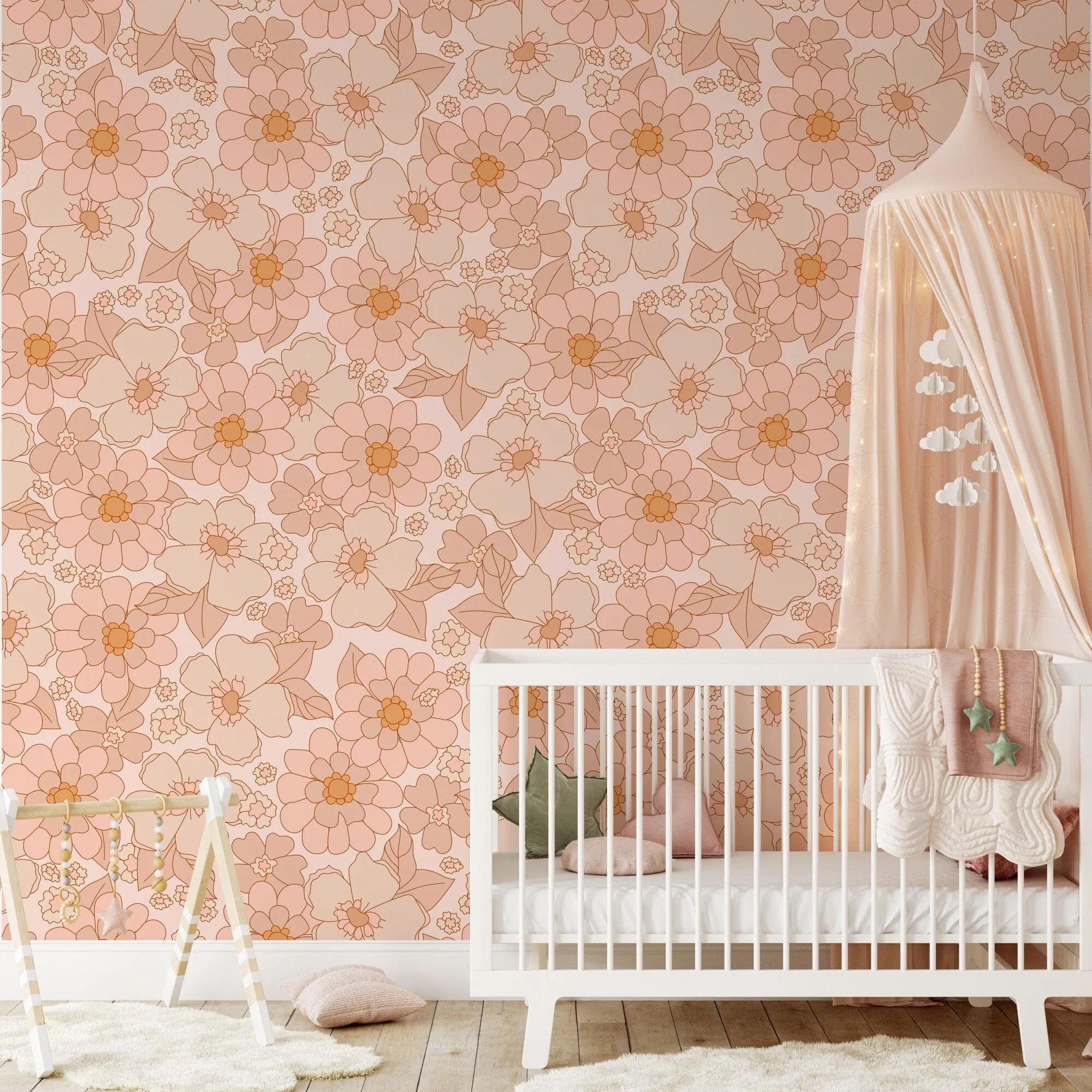 Retro Flowers Wallpaper