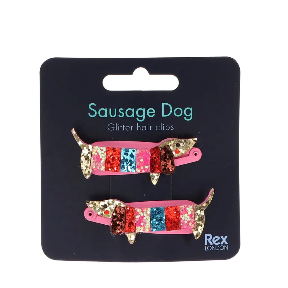 Rex London Sausage Dogs Glitter Clips