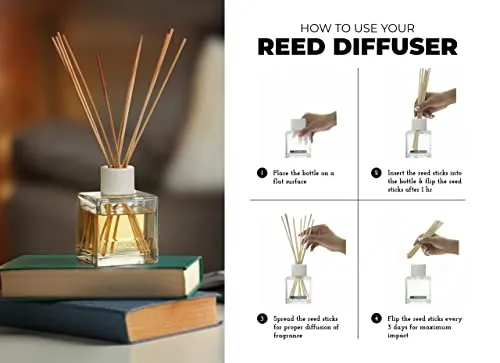 Rosemoore White Jasmine 200 ml Reed Diffuser Set | Free 10 Reed Sticks | Home Fragrance | Improves Mood and Relieves The Mind | Distinctive Fragrance for Home, Office, Washroom & Spa