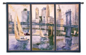 Sailing In The Afternoon Triptych Wall Tapestry - Cityscape