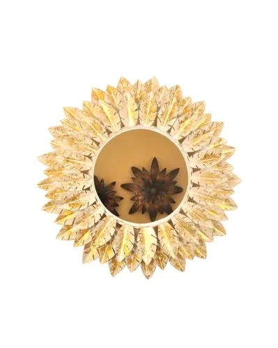 SHREE KALA ENTERPRISES Marigold Flower Gold and White Wall Mirror for Bathroom, Wall Mounted/Decor, Vanity, Living Room, Bedroom | Size 30 Inch
