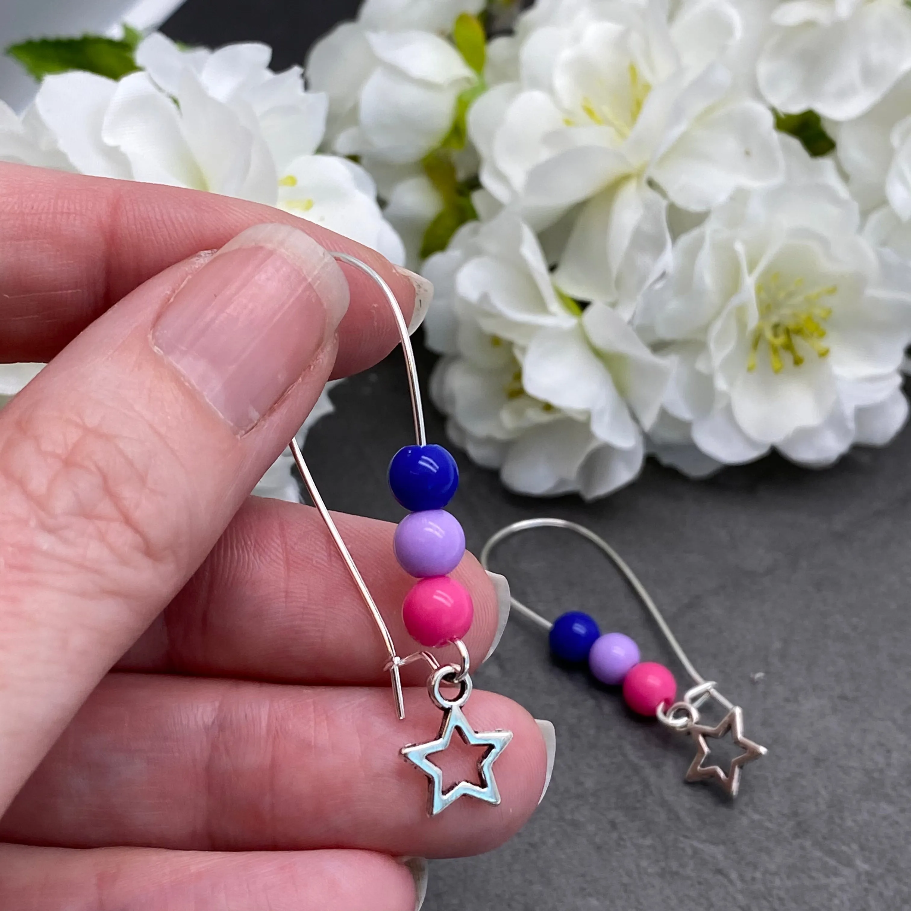 Small Star Charm Bisexual Colour Beads Kidney Hook Earrings
