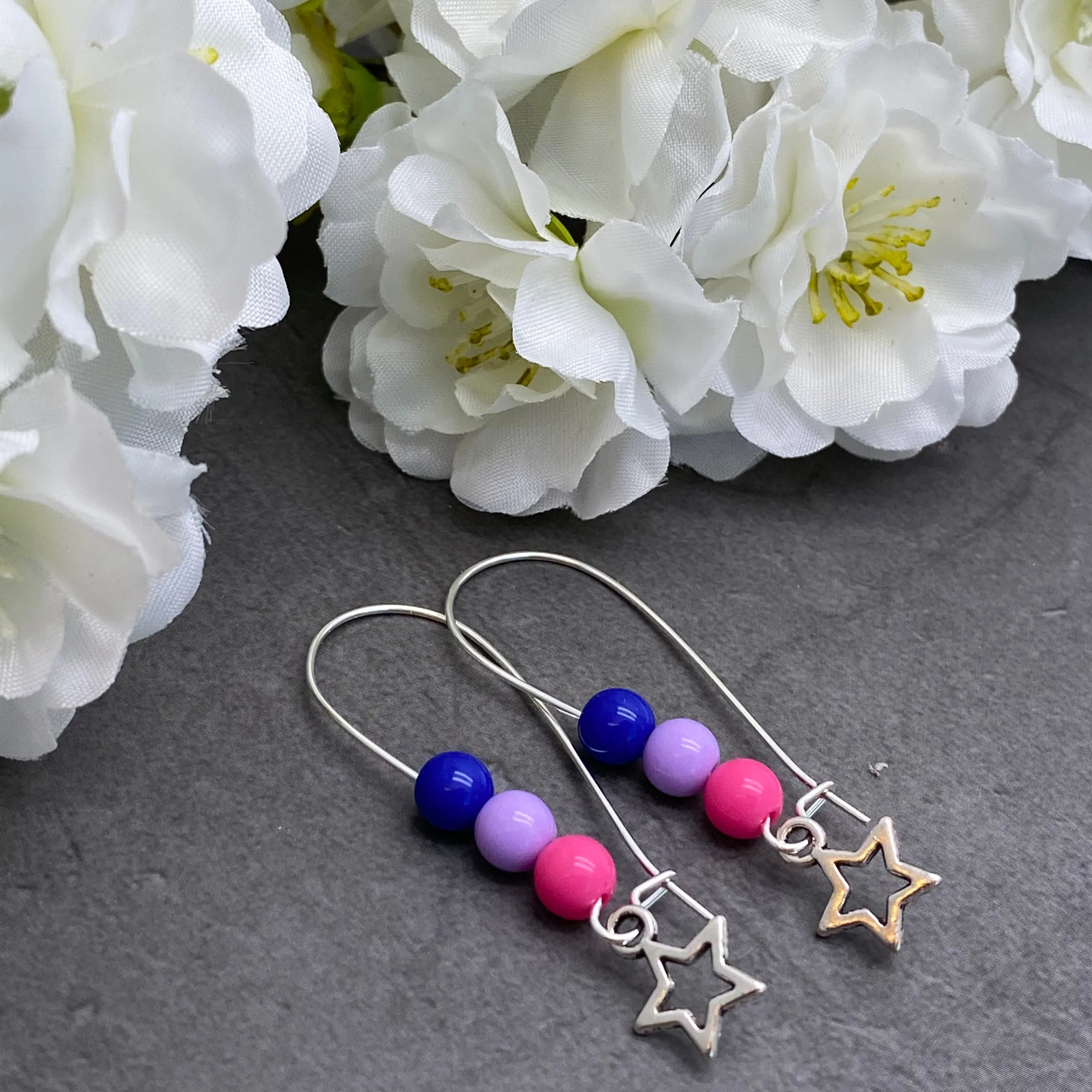 Small Star Charm Bisexual Colour Beads Kidney Hook Earrings