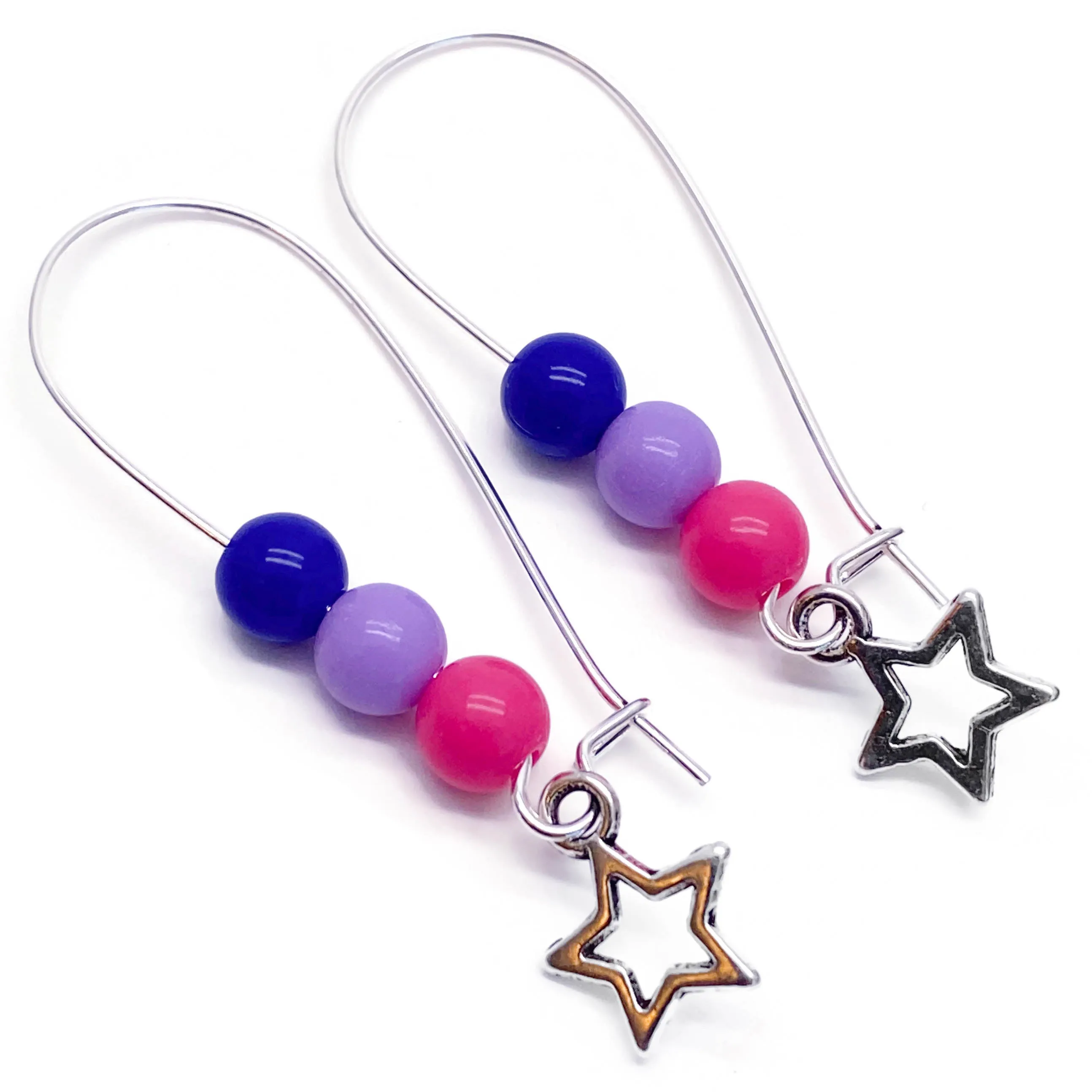 Small Star Charm Bisexual Colour Beads Kidney Hook Earrings