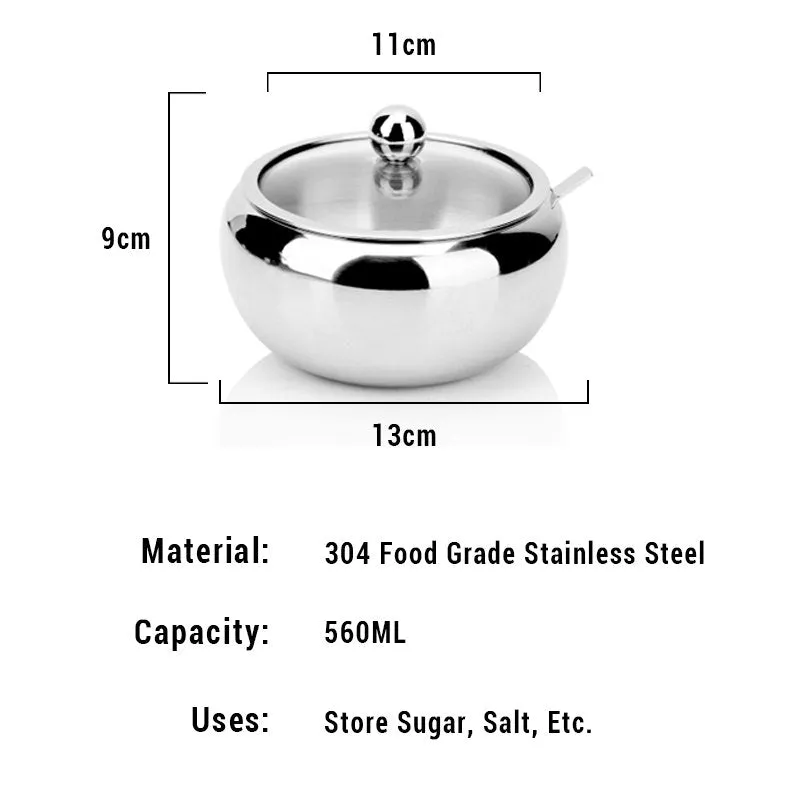 Stainless Steel Spice Jar | Jar with Lid | Food Storage | Candle Jars | Kitchen Seasoning | Organization | Salt Condiment Pot Spoon