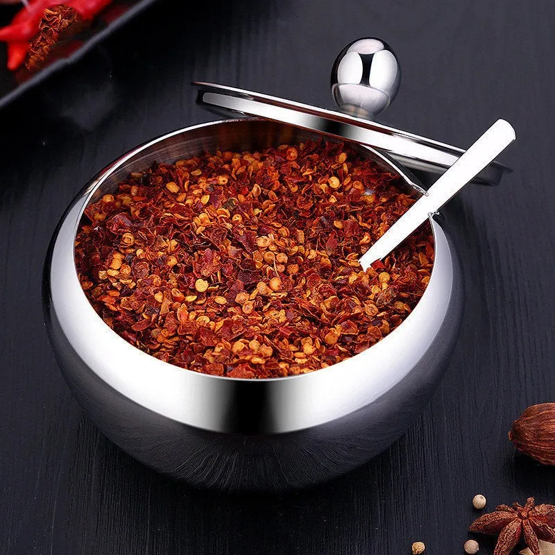 Stainless Steel Spice Jar | Jar with Lid | Food Storage | Candle Jars | Kitchen Seasoning | Organization | Salt Condiment Pot Spoon