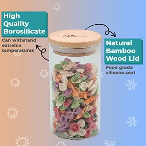The Better Home Pack Of 6 300 ml Each Kitchen Containers Set with Bamboo Lid & 5 Pcs Stainless Steel Tope Set | Gas Stove & Induction Compatible | 2400 ml, 1900 ml, 1400 ml, 1000 ml, 800 ml