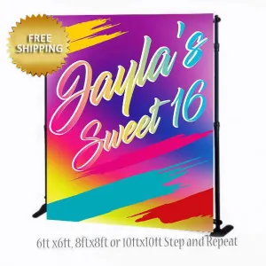 Tie Dye Birthday Custom Step and Repeat Backdrop