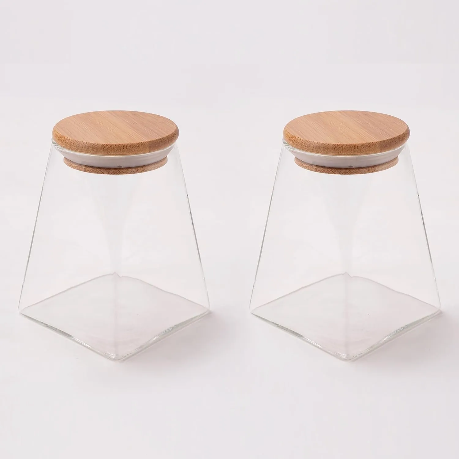 UMAI Borosilicate Glass Jar with Bamboo Lid | Kitchen Organizer Items and Storage | Multi-utility, Leakproof, Airtight Storage Jar for Cookies, Snacks, Tea, Coffee, Sugar | Set of 2 | 560ml