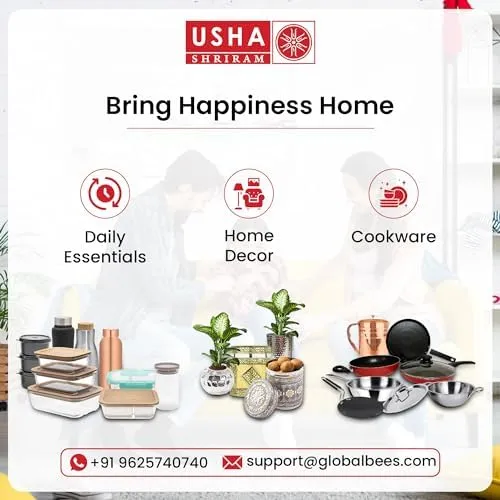 USHA SHRIRAM Ceramic Jars (1 L) Container For Kitchen Storage Box | Spice Jars For Kitchen | Kitchen Jars & Containers Set With Lid | Air Tight Jars & Containers For Storage | Printed Black