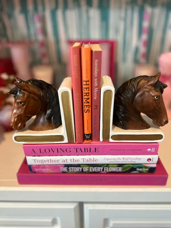 Vintage Bookends, Horses, Lefton Porcelain