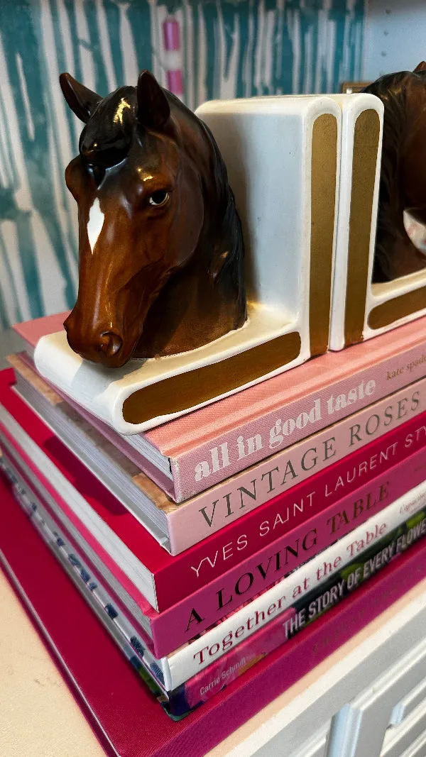 Vintage Bookends, Horses, Lefton Porcelain