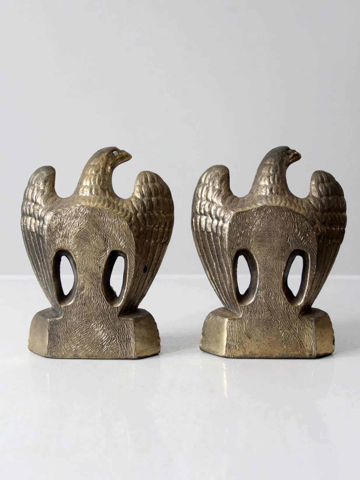 vintage brass American eagle bookends pair