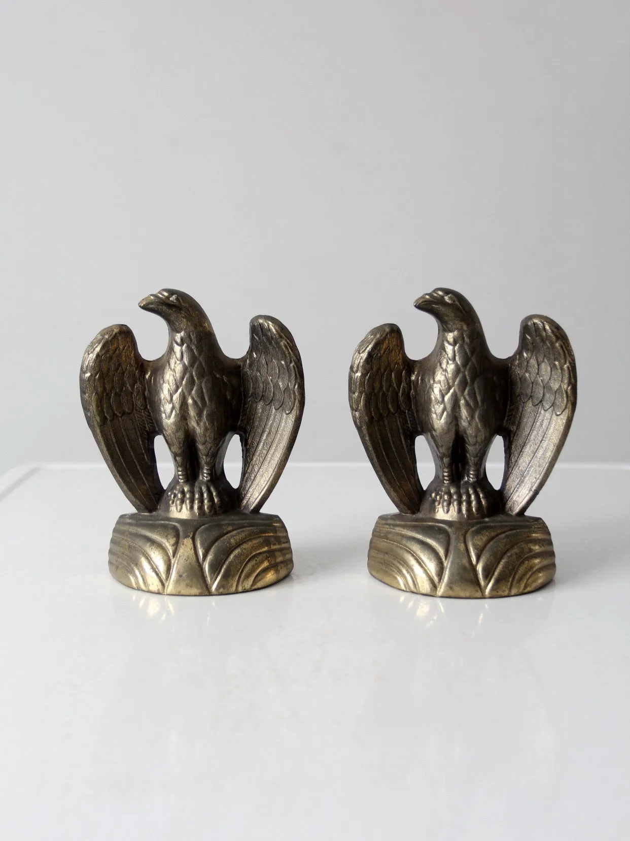 vintage brass American eagle bookends pair