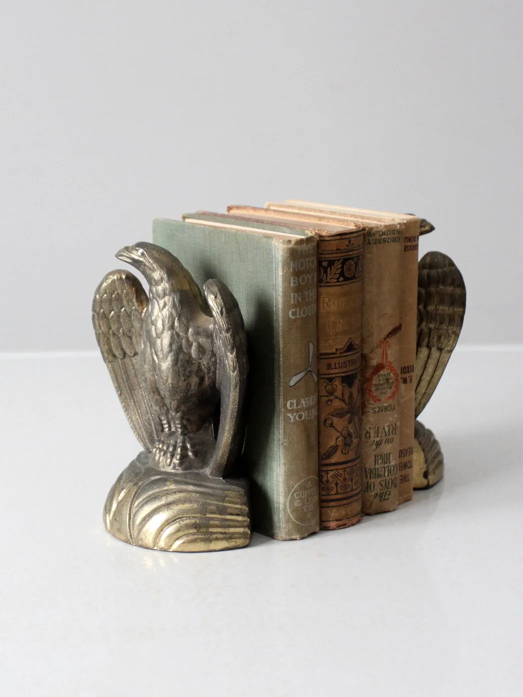 vintage brass American eagle bookends pair