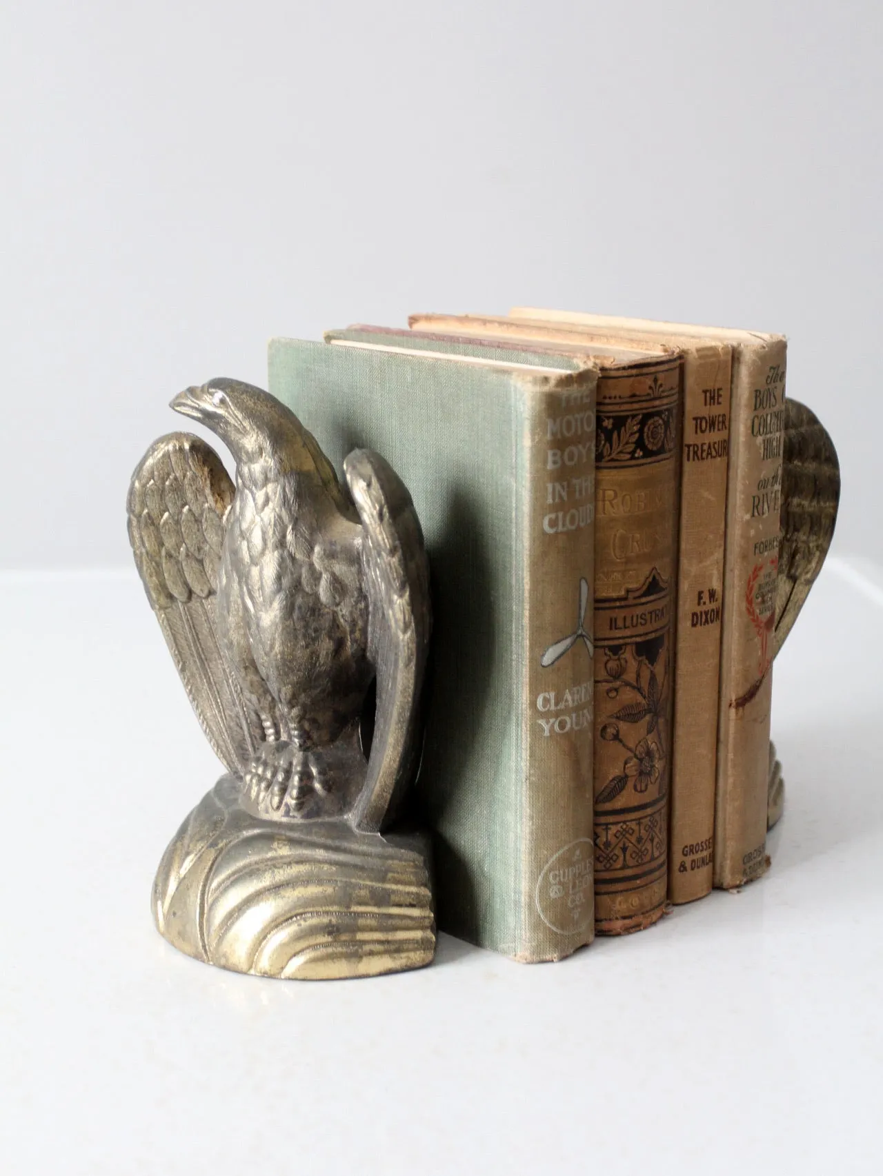 vintage brass American eagle bookends pair