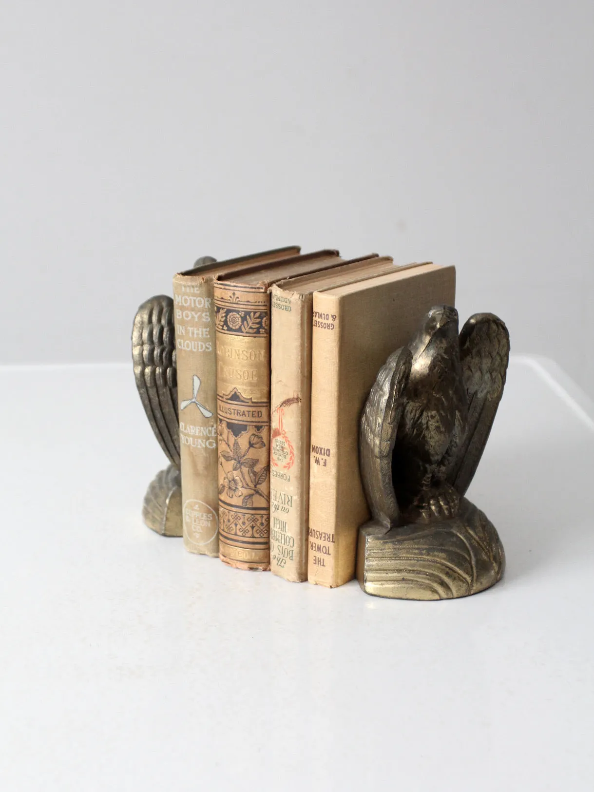 vintage brass American eagle bookends pair