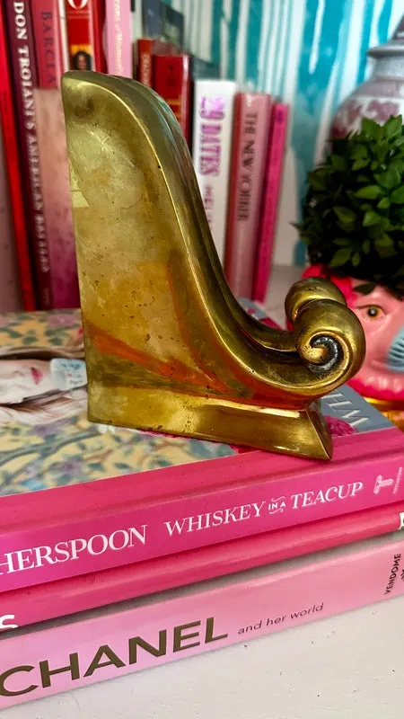 Vintage Brass Bookends - Scroll