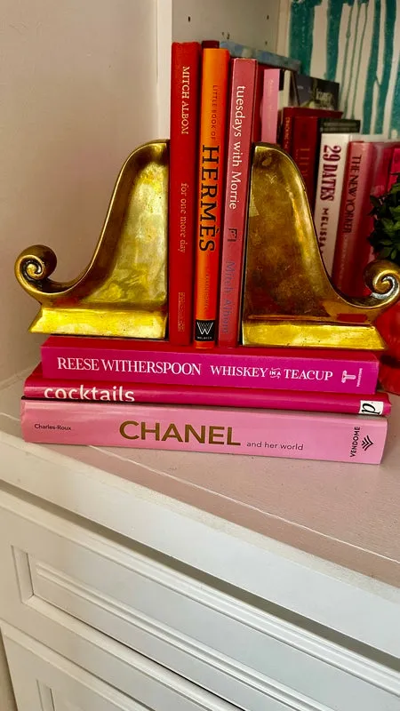 Vintage Brass Bookends - Scroll