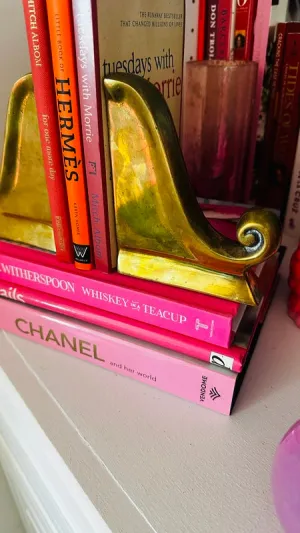 Vintage Brass Bookends - Scroll