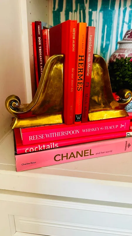 Vintage Brass Bookends - Scroll