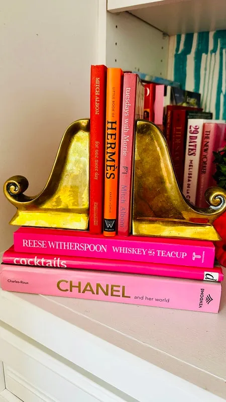 Vintage Brass Bookends - Scroll