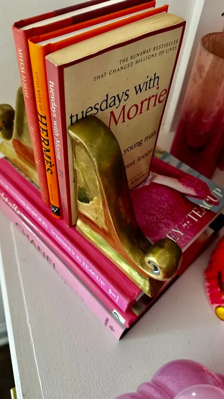 Vintage Brass Bookends - Scroll