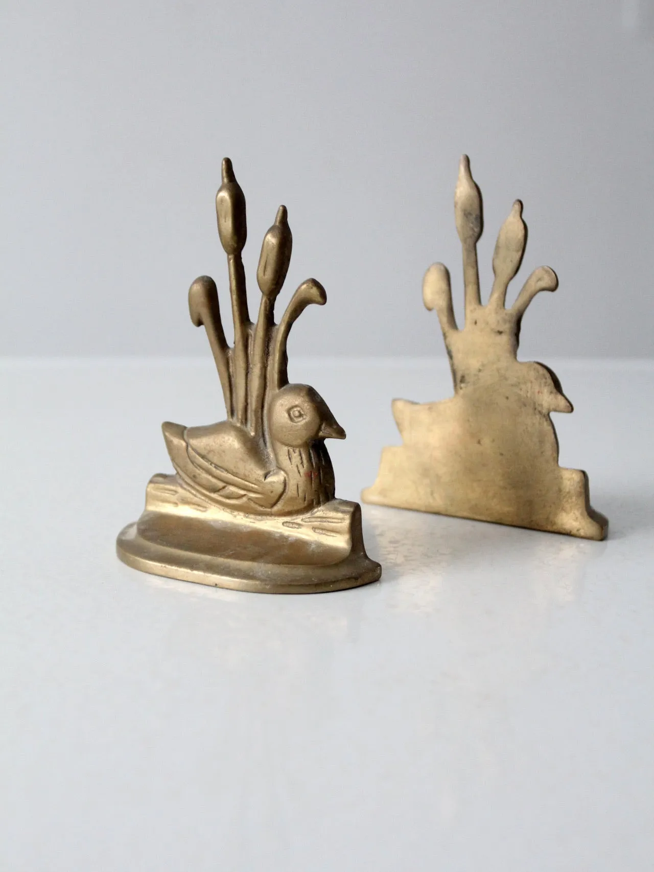 vintage brass duck bookends pair