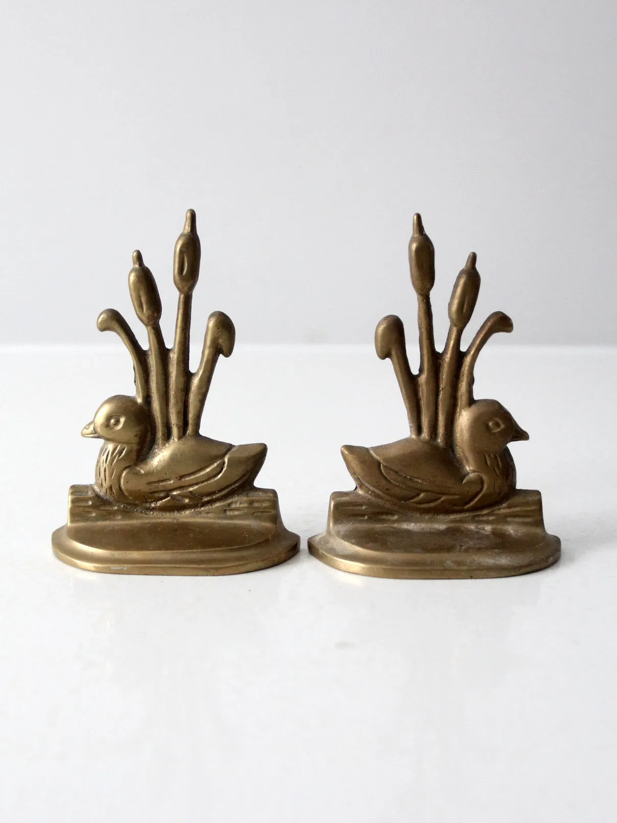 vintage brass duck bookends pair