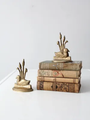 vintage brass duck bookends pair