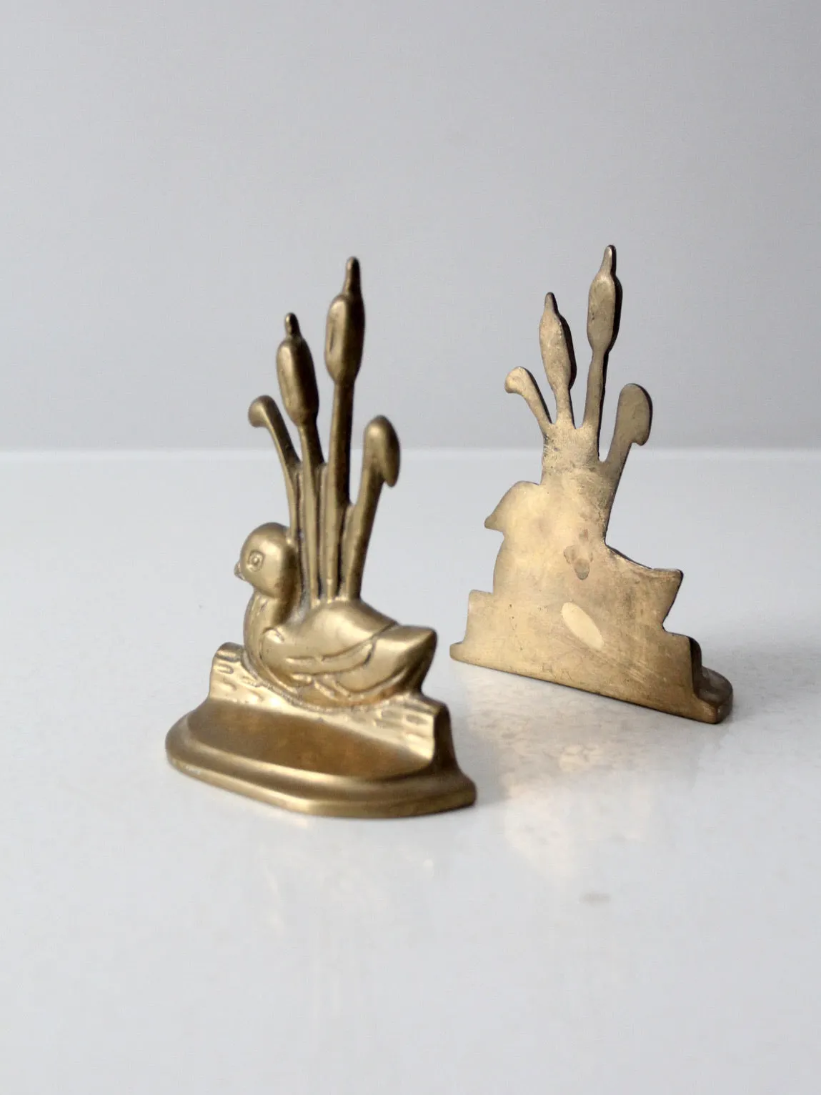vintage brass duck bookends pair