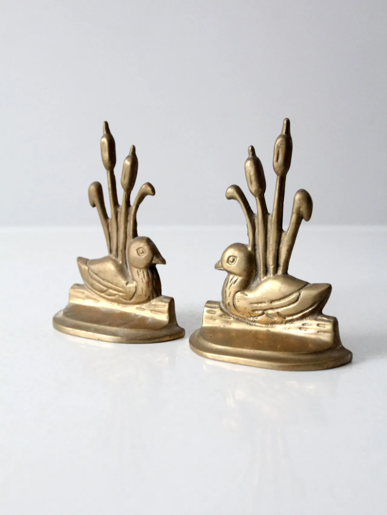 vintage brass duck bookends pair