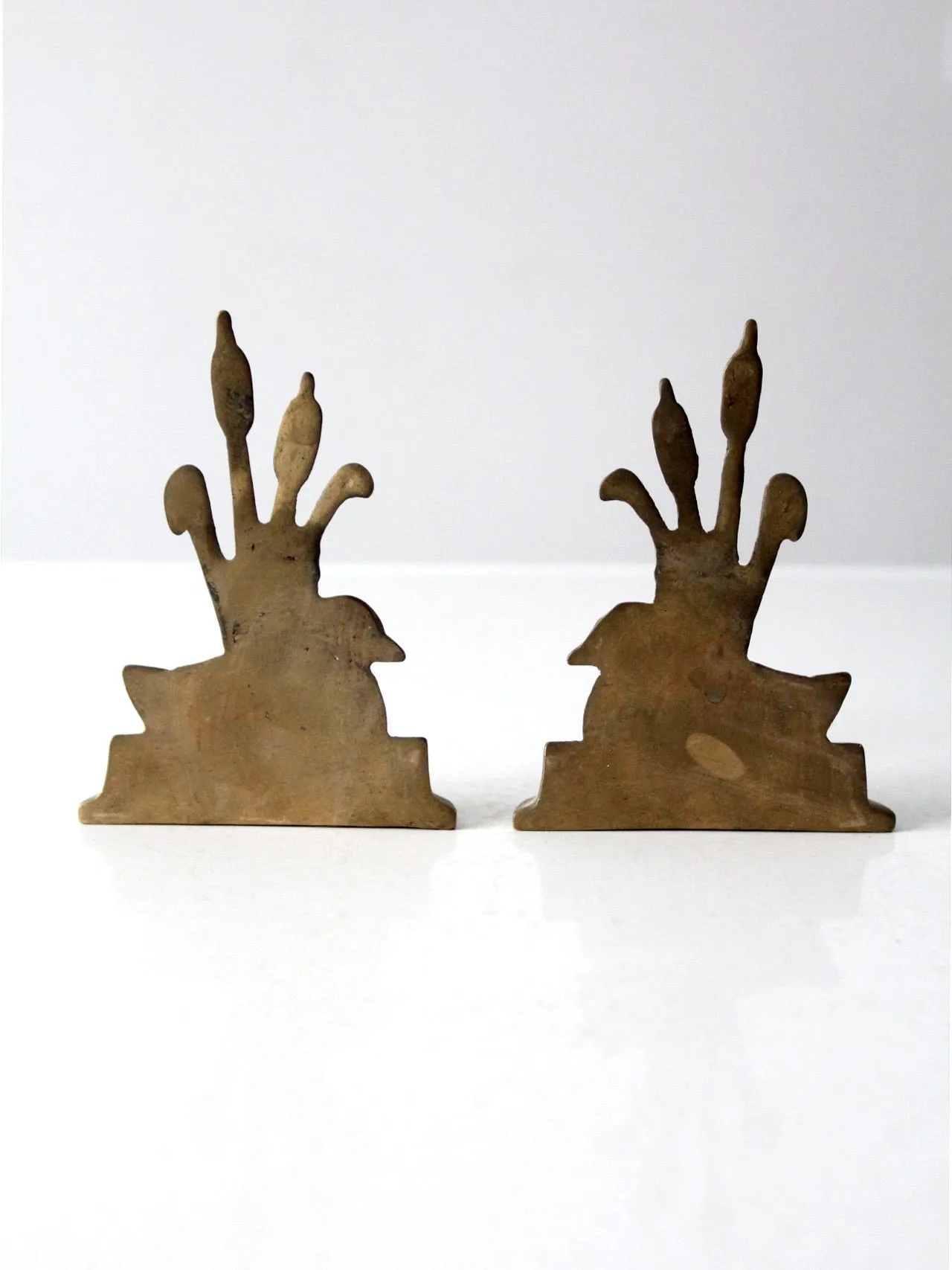 vintage brass duck bookends pair