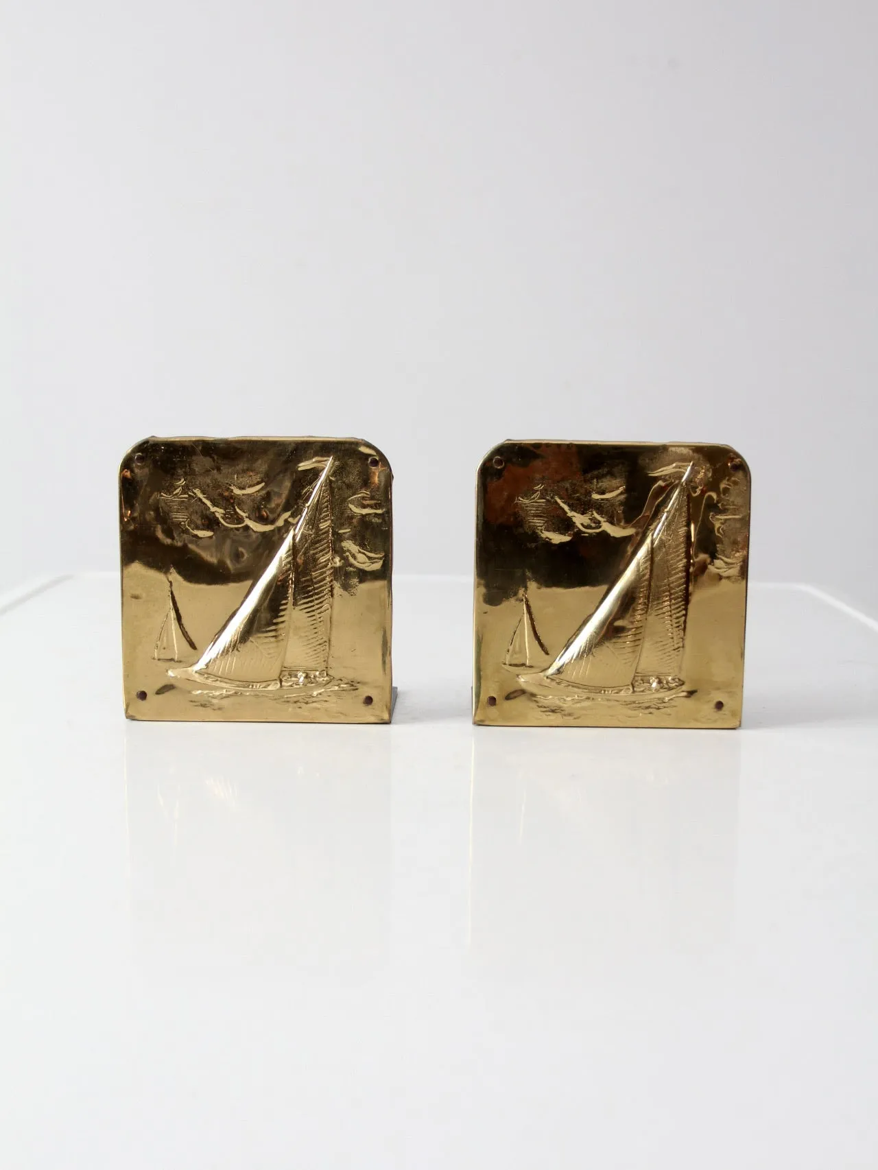 vintage brass nautical bookends